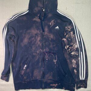 Large bleach work hand dyed Adidas Hoodie